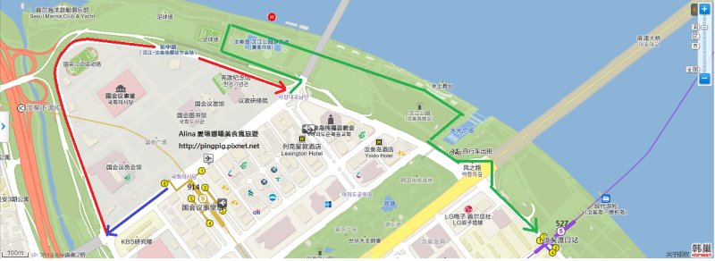 首爾汝矣島櫻花季|美拍櫻花景點:國會議事堂輪中路櫻花道 @Alina 愛琳娜 汝矣島路線圖