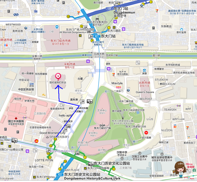 Hyundai City Outlets 東大門現代百貨交通方式