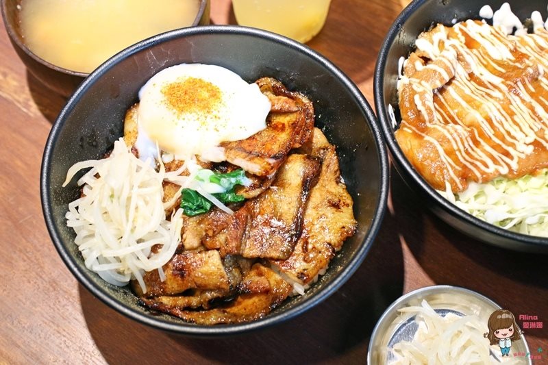 【台北食記】佐藤精肉店 akiba 平價蓋飯,烤五花、薑汁豬肉丼飯 @Alina 愛琳娜 烤五花丼飯