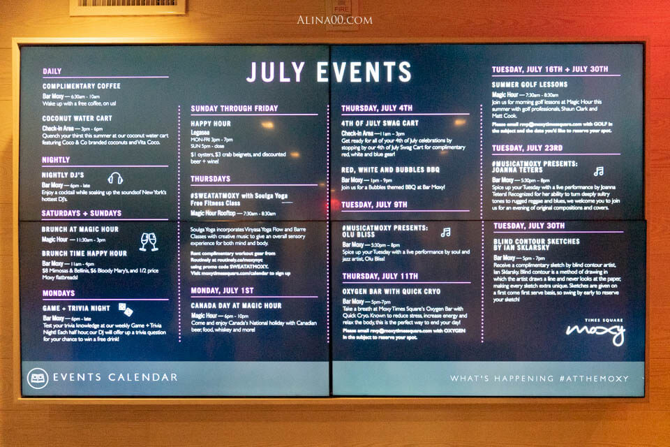 紐約時報廣場 MOXY NYC Times Square 曼哈頓時尚飯店，青春有活力 @Alina 愛琳娜