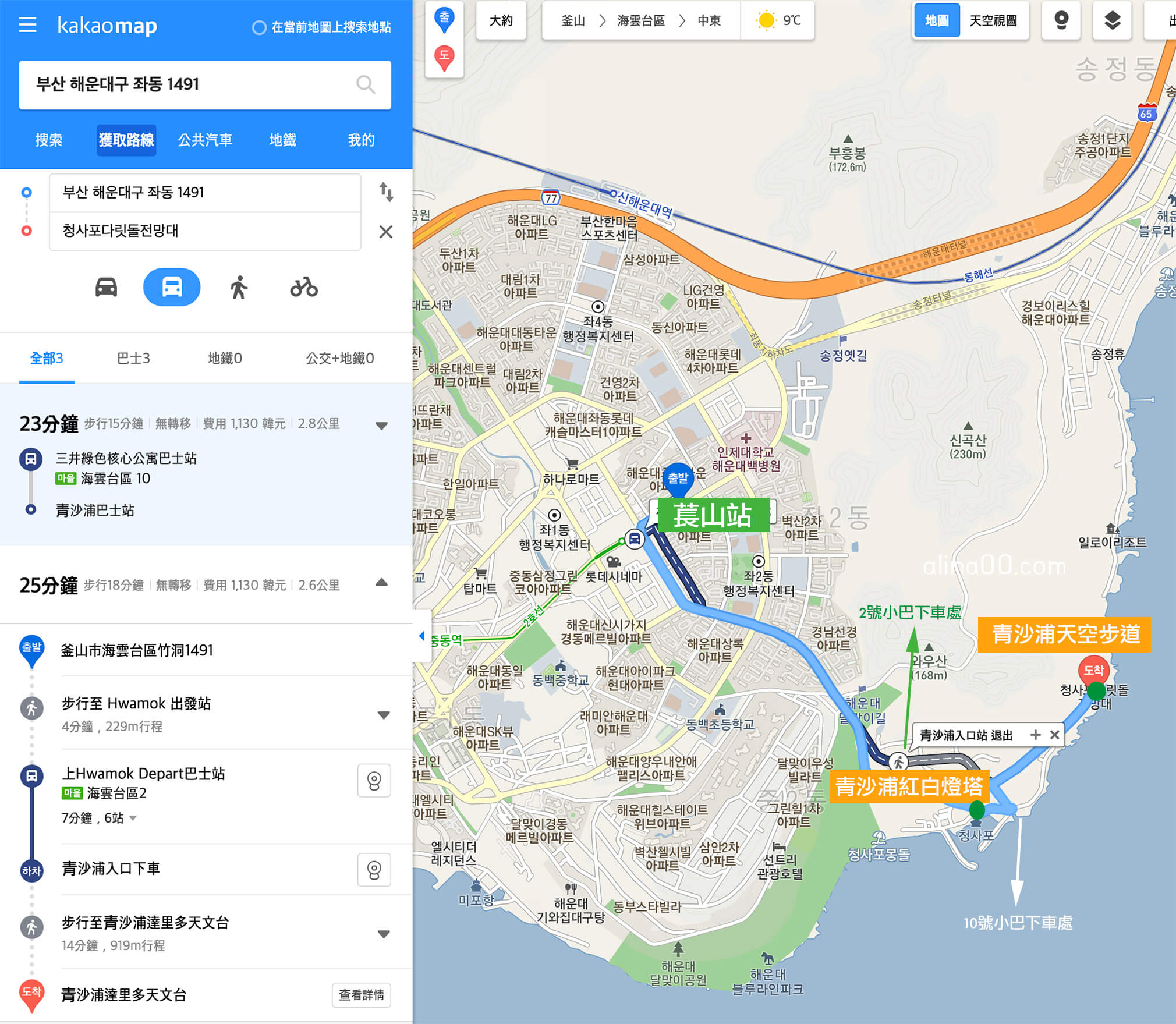 【釜山景點】青沙浦天空步道、紅白燈塔｜免費海景絕觀景點 @Alina 愛琳娜