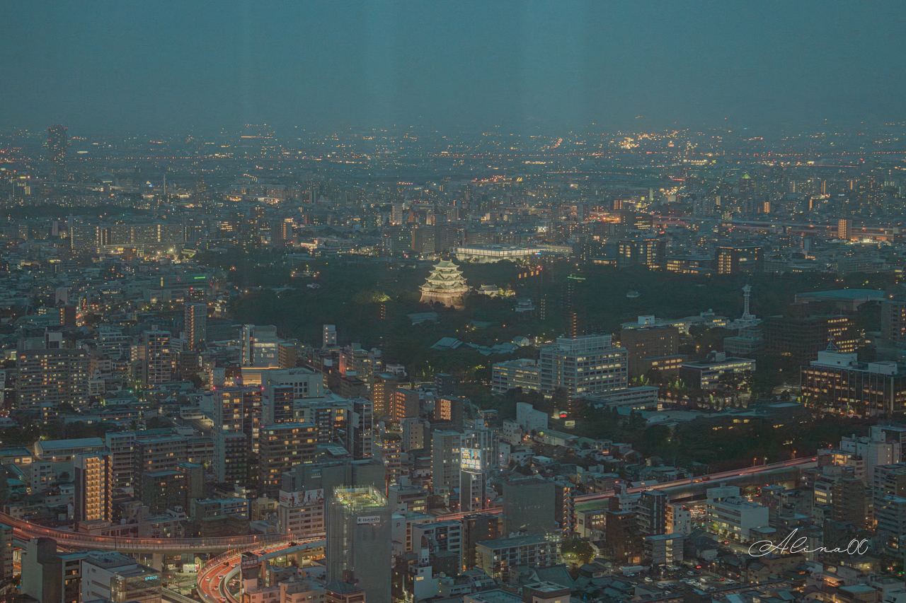【名古屋景點】Sky Promenade 戶外觀景台,眺望名古屋城夜間點燈 @Alina 愛琳娜
