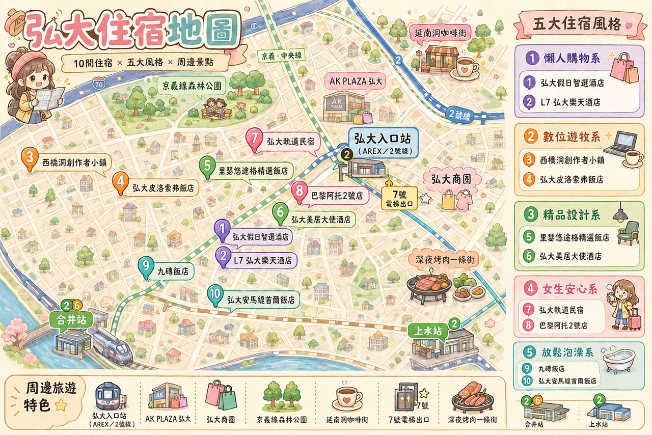 2026弘大住宿推薦》5大風格精選10間弘大飯店與民宿（附住宿地圖） @Alina 愛琳娜