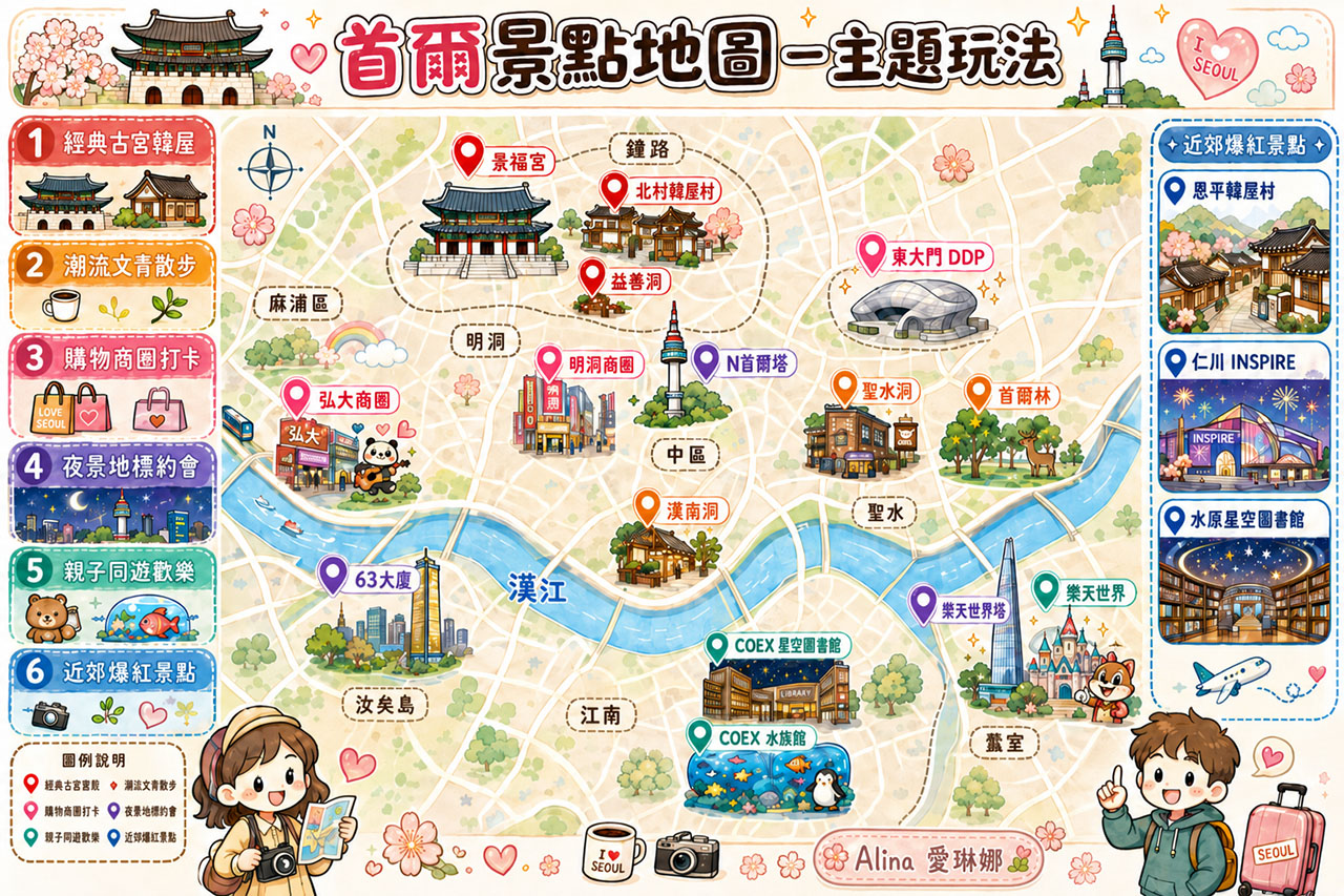 首爾景點推薦2026》20大必去好玩地圖：最新打卡秘境與一日遊全攻略 @Alina 愛琳娜